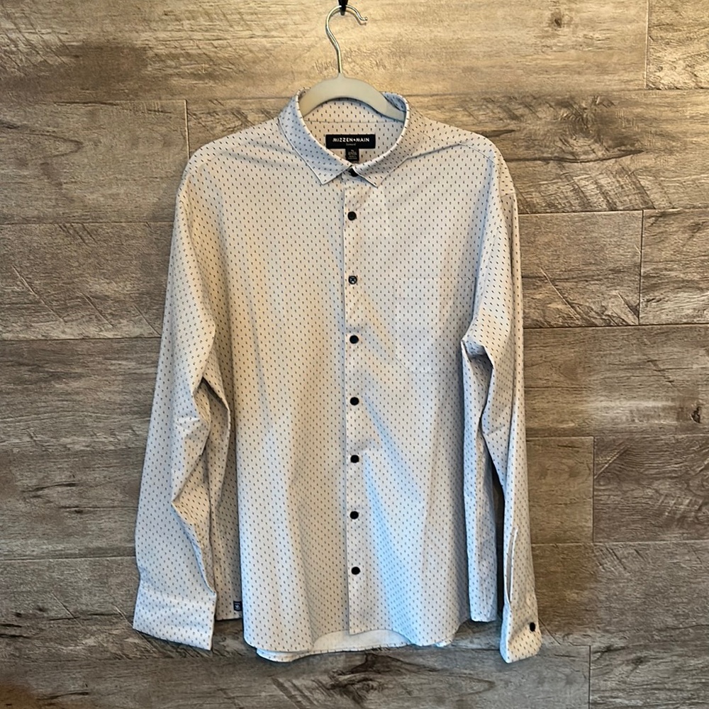 MIZZEN+MAIN XL Classic No Tuck Leeward Casual Dress Shirt Medium Gray
